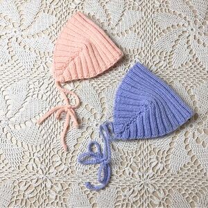 Lot of 2 Vintage Pastel Hand Crocheted Little Girl Ear Warmers Pink Purple